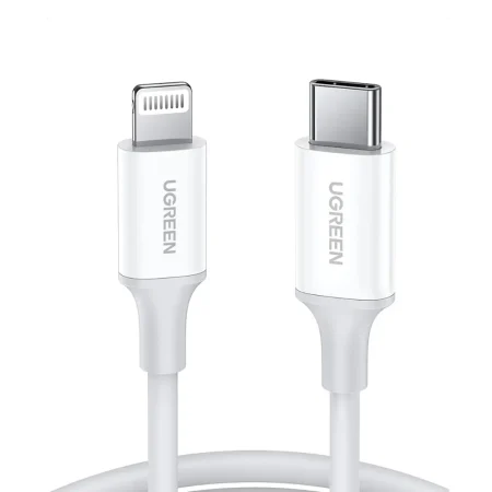 UGREEN 10493 USB-C TO LIGHTNING PD FAST CHARGING CABLE 1M RUBBER SHELL WHITE (MFI CERTIFIED