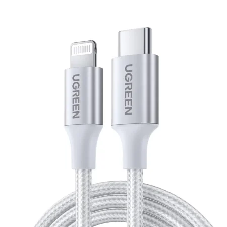 UGREEN 70525 USB-C TO LIGHTNING PD FAST CHARGING CABLE 20W+ 2M BRAIDED SILVER (MFI CERTIFIED)