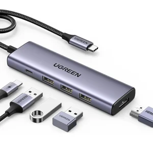 UGREEN 15597 5-in-1 USB C Hub with 4K@60Hz HDMI 100W PD Charging 3x USB 3.0 Ports
