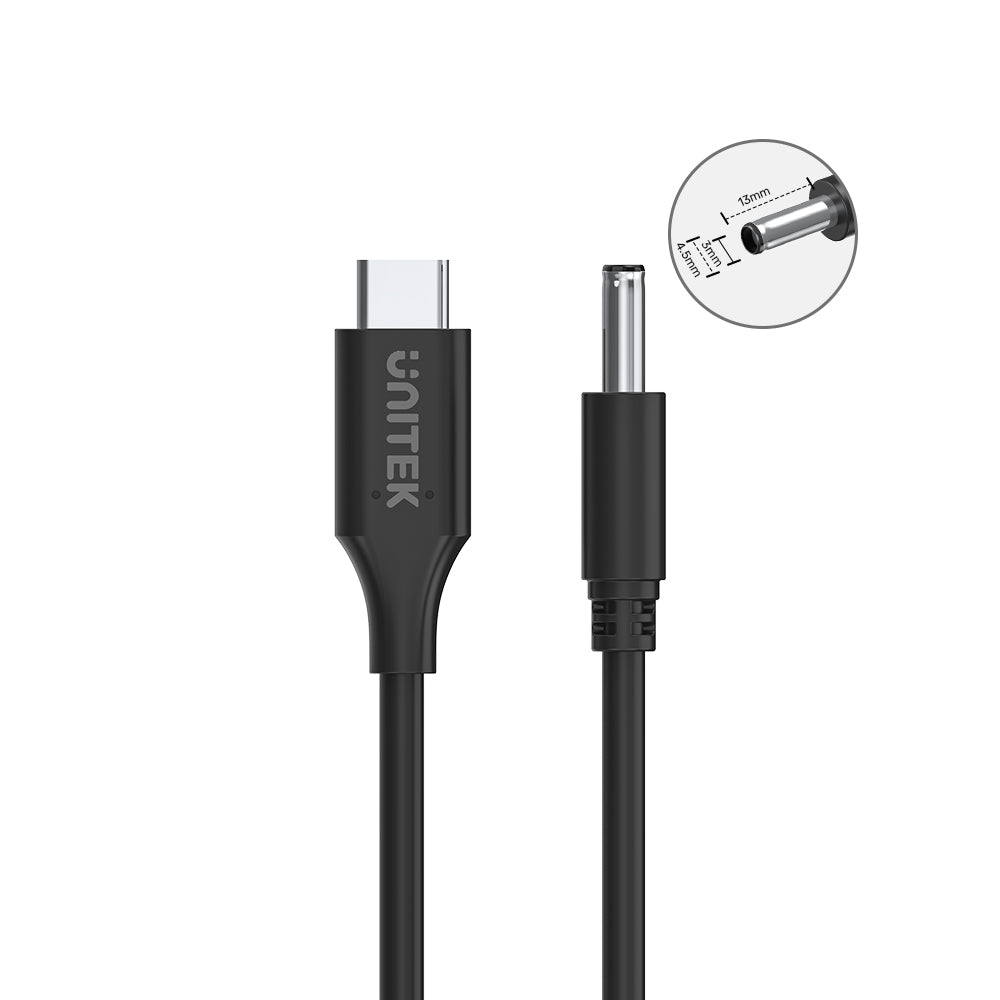 Unitek C14120BK USB-C to Dell 4.5mm Power Charging Cable 65W - One Chip Computers Unitek C14120BK USB-C to Dell 4.5mm Power Charging Cable 65W
