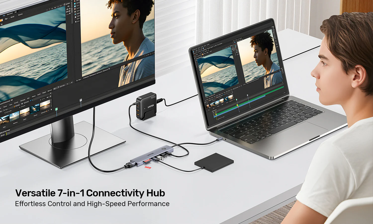 Unitek H1124AGY01 uHUB S7 Pro 7-in-1 USB-C Hub with HDMI PD 100W