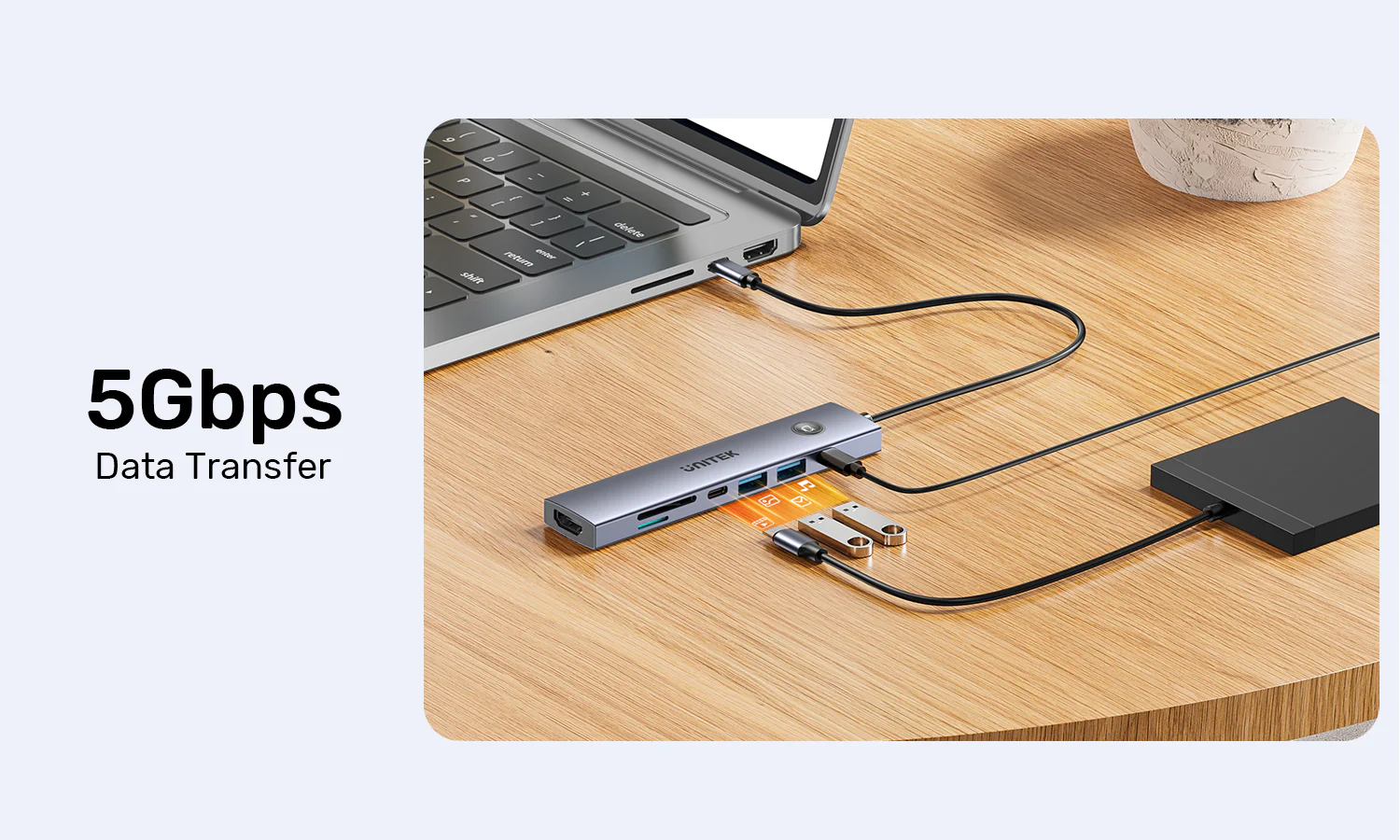 Unitek H1124AGY01 uHUB S7 Pro 7-in-1 USB-C Hub with HDMI PD 100W