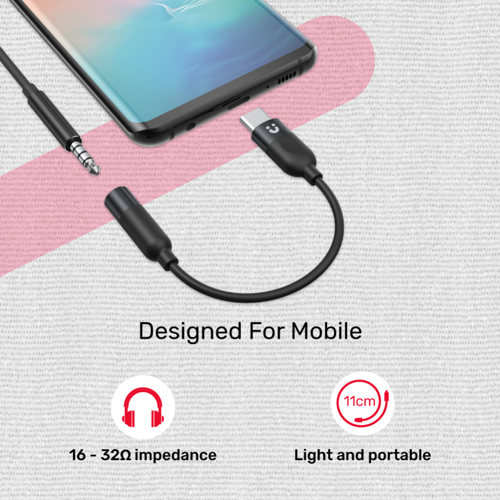 UNITEK M1204A USB-C TO 35MM HEADPHONE JACK ADAPTER4 - One Chip Computers Unitek M1204A USB-C to 3.5mm Headphone Jack Adapter with DAC Chip