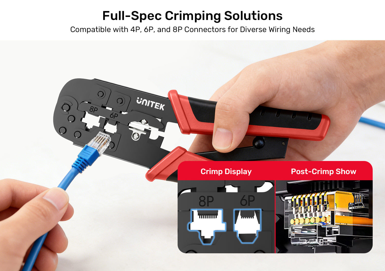Unitek OT136ARD01 8P/6P/4P Multi-Function Ratchet Network Cable Crimping Tool