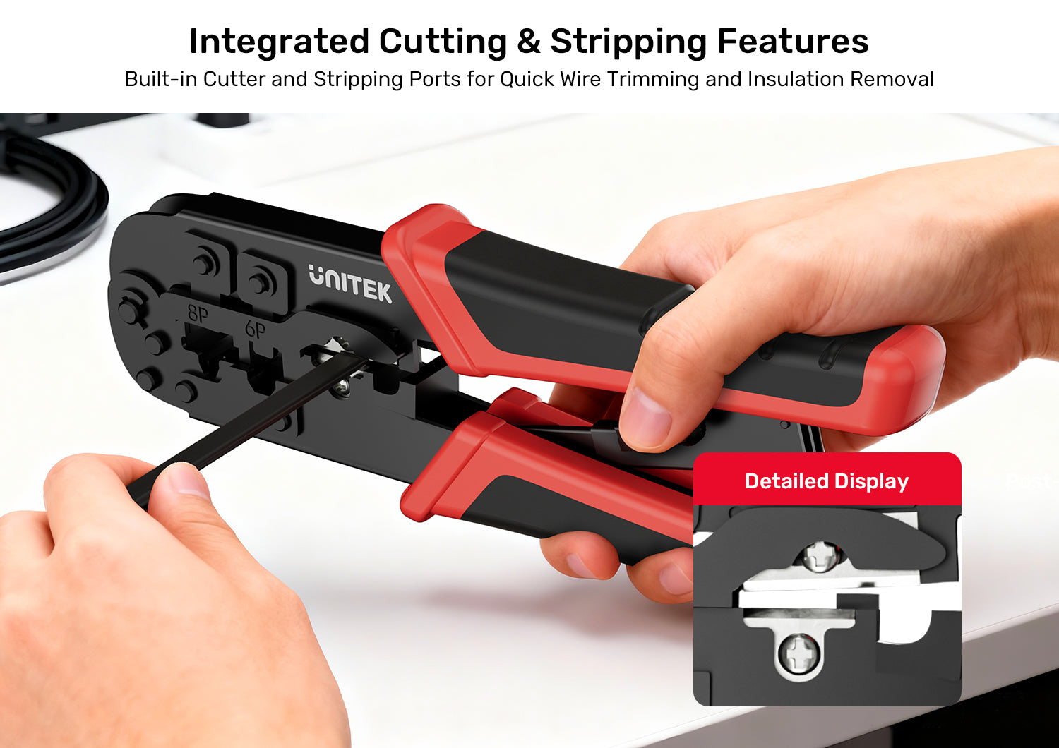 Unitek OT136ARD01 8P/6P/4P Multi-Function Ratchet Network Cable Crimping Tool