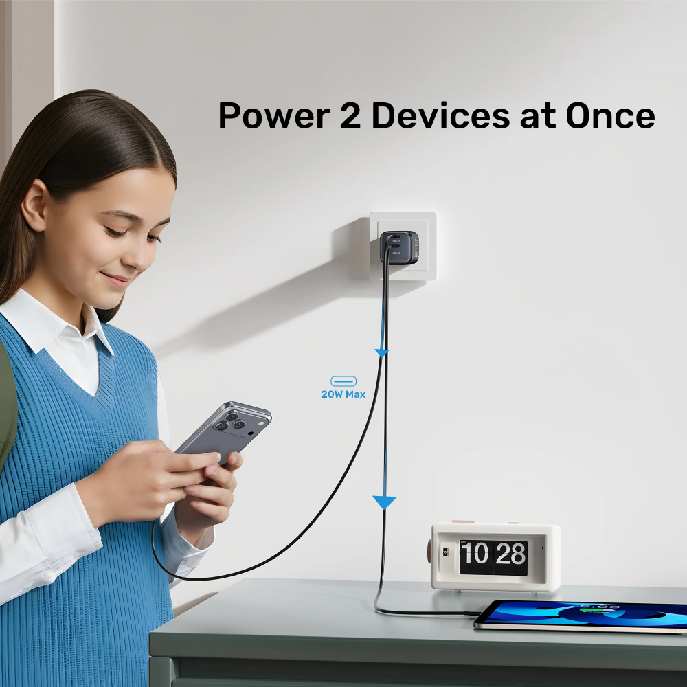 UNITEK-P1129ABK01-EU-Zeno-45W-GaN-Wall-Charger-EU-Plug-Black-10 - One Chip Computers