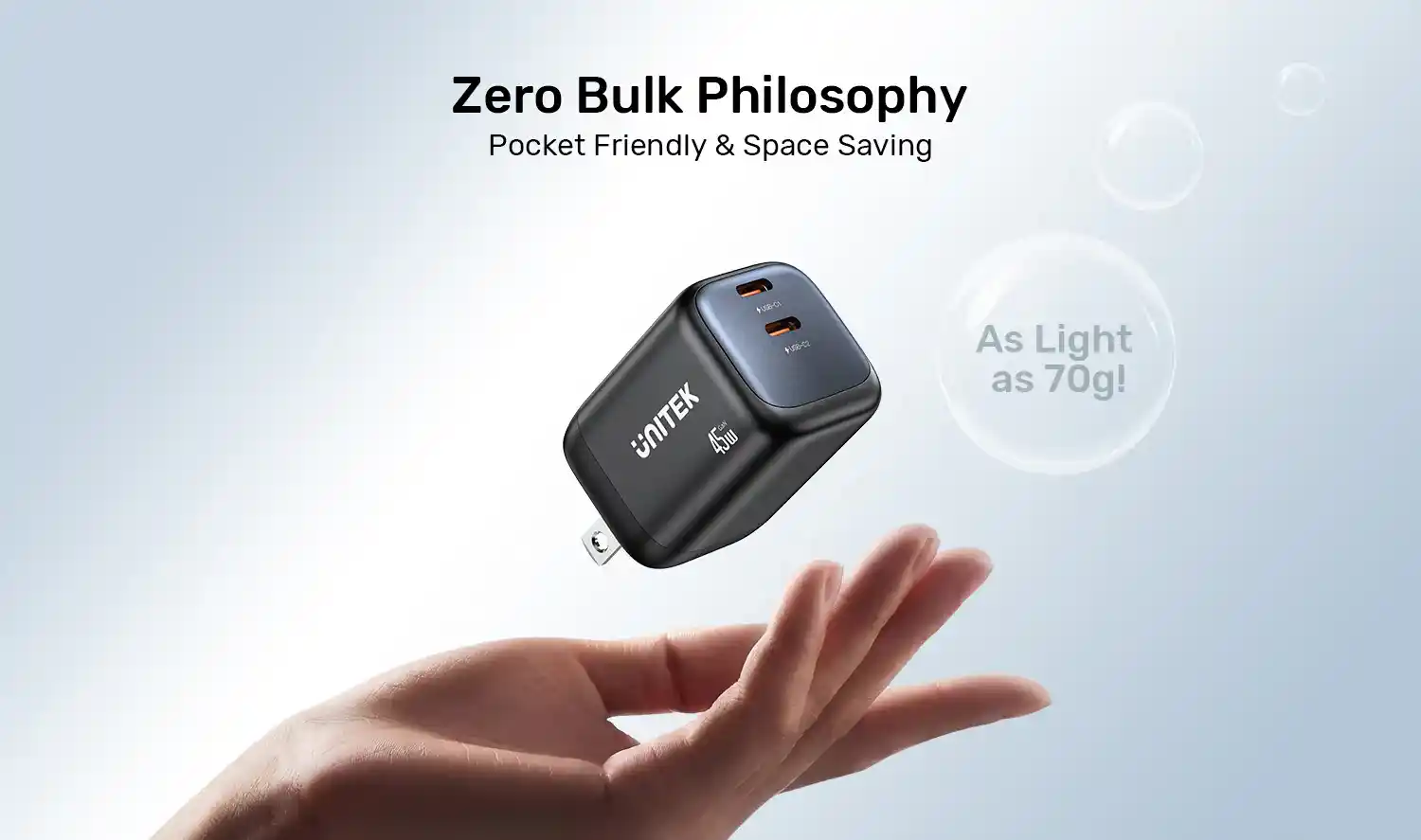 UNITEK P1129ABK01-EU Zeno 45W GaN Wall Charger Overview The UNITEK P1129ABK01-EU is a Zeno 45W GaN wall charger. It has 2 USB-C ports. Also, it uses a zero-bulk, eco-friendly build. This 45W charger suits home, office, and travel use. Moreover, its small size fits easily into any bag. Furthermore, it charges phones, tablets, and small devices fast. Therefore, it works as a handy daily charging companion. Fast Single and Dual-Port Charging This charger gives up to 45W on a single port. As a result, it charges phones and tablets fast on their own. Also, both ports together split power evenly at 20W each. So, you can charge two devices at a steady speed. Furthermore, smart tech identifies each device you plug in. Therefore, it gives efficient, tailored charging every time. Wide Fast Charging Compatibility This charger supports many fast charging types. For instance, it works with Samsung SFC2.0, PD3.0, and QC4+/3.0. Also, it supports FCP, AFC, and Apple 2.4A standards. So, it charges most phones and tablets well. Moreover, it charges an iPhone Pro Max to 50% in about 32 minutes. Therefore, it suits users who need quick charging on the go. Compact and Travel-Ready Design This charger uses a small, eco-friendly build. As a result, it takes up little space in your bag. Also, it works with global voltage from 100-240V AC. So, you can use it in most countries while traveling. Furthermore, it turns back on after any fault clears on its own. Therefore, it stays safe through daily and travel use alike. Key Features at a Glance Dual USB-C Ports: 45W single-port or 20W/20W split when charging two devices. Wide Protocol Support: Compatible with Samsung SFC2.0, PD3.0, QC4+/3.0, FCP, and AFC. Zero-Bulk Design: Small, eco-friendly build ideal for travel and daily carry. Global Voltage Support: Works with 100-240V AC in most countries worldwide. Fast Recovery Protection: Turns back on after fault conditions clear. Built-In Safety Features: Guards against over-current, over-voltage, and short-circuit. Why Choose the UNITEK P1129ABK01-EU? This charger solves a common daily problem well. For instance, many people carry a phone and tablet together. Also, most bags have little room for bulky chargers. This small GaN charger fits easily into any pocket. Moreover, its smart charging keeps devices safe and efficient. So, you get fast, steady power without extra bulk. Therefore, it offers real value for travelers and busy users alike. Technical Specifications Model: UNITEK P1129ABK01-EU Type: Zeno 45W GaN Wall Charger, Dual Port Ports: 2 x USB-C Single-Port Output: Up to 45W Dual-Port Output: 20W + 20W (split evenly) Fast Charging Support: Samsung SFC2.0, PD3.0, QC4+/3.0, FCP, AFC, Apple 2.4A Input Voltage: 100-240V AC, 50/60Hz Build Material: Eco-friendly PC casing Plug Type: EU Safety Features: Over-current, over-voltage, short-circuit, and over-temperature protection with auto-recovery What's in the Box UNITEK P1129ABK01-EU Zeno 45W GaN Wall Charger Frequently Asked Questions About the UNITEK P1129ABK01-EU Can I charge two devices at the same time? Yes, you can. Both ports split power evenly at 20W each. How fast can this charger power a single device? A single port gives up to 45W for fast charging. What fast charging standards does this support? It supports Samsung SFC2.0, PD3.0, QC4+/3.0, FCP, AFC, and Apple 2.4A. Is this charger suitable for international travel? Yes, it is. It works with 100-240V AC voltage in most countries. How compact is this charger? It uses a small, eco-friendly design. So, it fits easily into pockets and bags. Is this charger safe for daily use? Yes, it is. It has over-current, over-voltage, and short-circuit protection with auto-recovery. Can this charger power a tablet? Yes, it can. The 45W single-port output suits most phones and tablets well. Do you provide warranty on this product? Yes, we do. Also, this product ships fast across Pakistan. Fast Delivery & Customer Support Buy the UNITEK P1129ABK01-EU today. Also, order from One Chip Computers direct. We sell only genuine parts here. Furthermore, we back every order with warranty. Delivery stays fast across Pakistan. So, shop here with full trust.