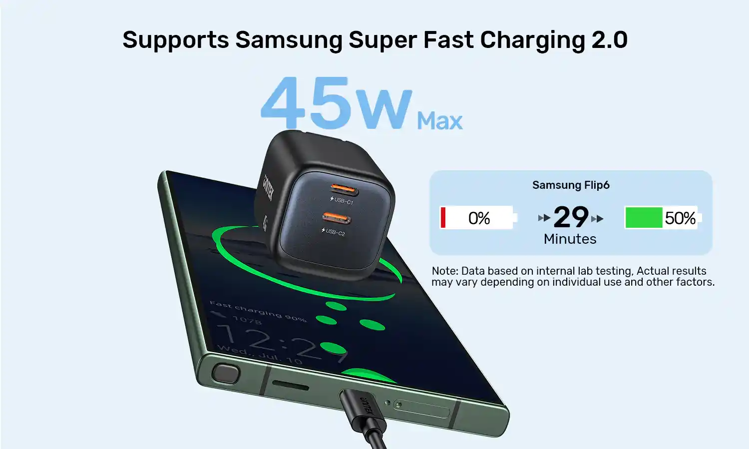 UNITEK P1129ABK01-EU Zeno 45W GaN Wall Charger Overview The UNITEK P1129ABK01-EU is a Zeno 45W GaN wall charger. It has 2 USB-C ports. Also, it uses a zero-bulk, eco-friendly build. This 45W charger suits home, office, and travel use. Moreover, its small size fits easily into any bag. Furthermore, it charges phones, tablets, and small devices fast. Therefore, it works as a handy daily charging companion. Fast Single and Dual-Port Charging This charger gives up to 45W on a single port. As a result, it charges phones and tablets fast on their own. Also, both ports together split power evenly at 20W each. So, you can charge two devices at a steady speed. Furthermore, smart tech identifies each device you plug in. Therefore, it gives efficient, tailored charging every time. Wide Fast Charging Compatibility This charger supports many fast charging types. For instance, it works with Samsung SFC2.0, PD3.0, and QC4+/3.0. Also, it supports FCP, AFC, and Apple 2.4A standards. So, it charges most phones and tablets well. Moreover, it charges an iPhone Pro Max to 50% in about 32 minutes. Therefore, it suits users who need quick charging on the go. Compact and Travel-Ready Design This charger uses a small, eco-friendly build. As a result, it takes up little space in your bag. Also, it works with global voltage from 100-240V AC. So, you can use it in most countries while traveling. Furthermore, it turns back on after any fault clears on its own. Therefore, it stays safe through daily and travel use alike. Key Features at a Glance Dual USB-C Ports: 45W single-port or 20W/20W split when charging two devices. Wide Protocol Support: Compatible with Samsung SFC2.0, PD3.0, QC4+/3.0, FCP, and AFC. Zero-Bulk Design: Small, eco-friendly build ideal for travel and daily carry. Global Voltage Support: Works with 100-240V AC in most countries worldwide. Fast Recovery Protection: Turns back on after fault conditions clear. Built-In Safety Features: Guards against over-current, over-voltage, and short-circuit. Why Choose the UNITEK P1129ABK01-EU? This charger solves a common daily problem well. For instance, many people carry a phone and tablet together. Also, most bags have little room for bulky chargers. This small GaN charger fits easily into any pocket. Moreover, its smart charging keeps devices safe and efficient. So, you get fast, steady power without extra bulk. Therefore, it offers real value for travelers and busy users alike. Technical Specifications Model: UNITEK P1129ABK01-EU Type: Zeno 45W GaN Wall Charger, Dual Port Ports: 2 x USB-C Single-Port Output: Up to 45W Dual-Port Output: 20W + 20W (split evenly) Fast Charging Support: Samsung SFC2.0, PD3.0, QC4+/3.0, FCP, AFC, Apple 2.4A Input Voltage: 100-240V AC, 50/60Hz Build Material: Eco-friendly PC casing Plug Type: EU Safety Features: Over-current, over-voltage, short-circuit, and over-temperature protection with auto-recovery What's in the Box UNITEK P1129ABK01-EU Zeno 45W GaN Wall Charger Frequently Asked Questions About the UNITEK P1129ABK01-EU Can I charge two devices at the same time? Yes, you can. Both ports split power evenly at 20W each. How fast can this charger power a single device? A single port gives up to 45W for fast charging. What fast charging standards does this support? It supports Samsung SFC2.0, PD3.0, QC4+/3.0, FCP, AFC, and Apple 2.4A. Is this charger suitable for international travel? Yes, it is. It works with 100-240V AC voltage in most countries. How compact is this charger? It uses a small, eco-friendly design. So, it fits easily into pockets and bags. Is this charger safe for daily use? Yes, it is. It has over-current, over-voltage, and short-circuit protection with auto-recovery. Can this charger power a tablet? Yes, it can. The 45W single-port output suits most phones and tablets well. Do you provide warranty on this product? Yes, we do. Also, this product ships fast across Pakistan. Fast Delivery & Customer Support Buy the UNITEK P1129ABK01-EU today. Also, order from One Chip Computers direct. We sell only genuine parts here. Furthermore, we back every order with warranty. Delivery stays fast across Pakistan. So, shop here with full trust.