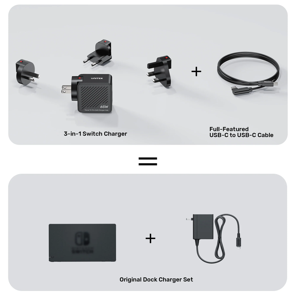 UNITEK P1242ABK01 TRAVEL TRI PRO 65W 3-IN-1 GAN CHARGER 08 - One Chip Computers Unitek P1242ABK01 Travel Tri Pro 65W 3-in-1 GaN Charger Hub
