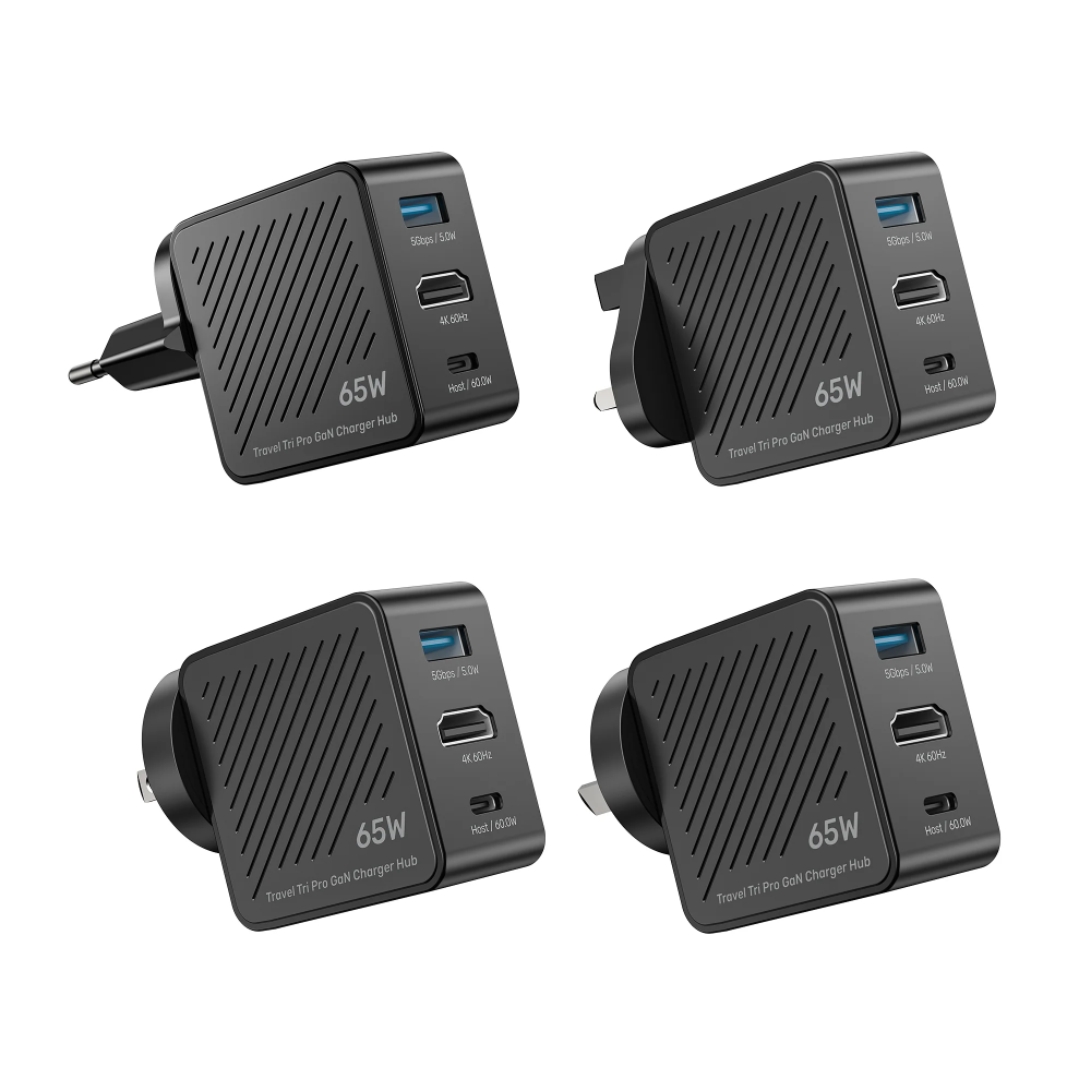 UNITEK P1242ABK01 TRAVEL TRI PRO 65W 3-IN-1 GAN CHARGER 15 - One Chip Computers Unitek P1242ABK01 Travel Tri Pro 65W 3-in-1 GaN Charger Hub