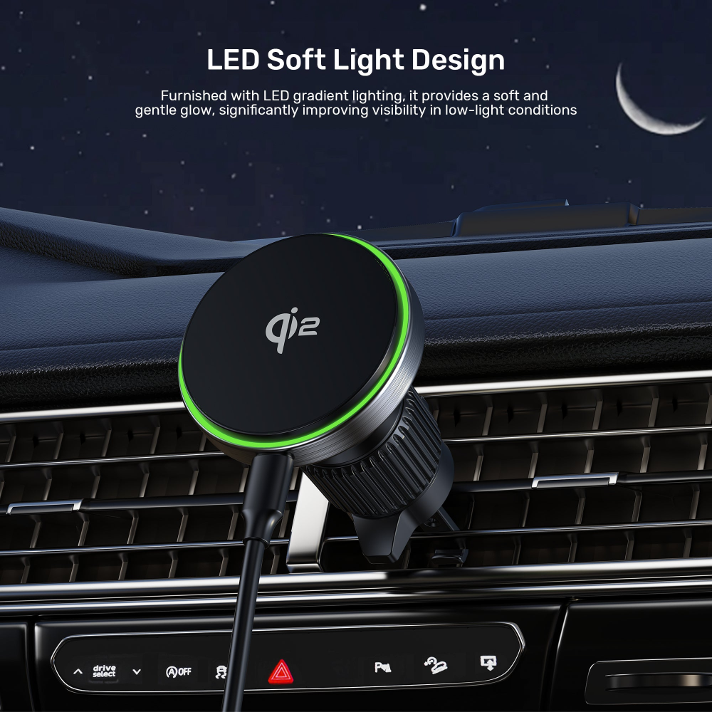 UNITEK P1404ABK01 Qi2 MAGNETIC WIRELESS CAR AIR VENTS CHARGER 15W06 - One Chip Computers Unitek P1404ABK01 Qi2 Magnetic Wireless Car Air Vent Charger