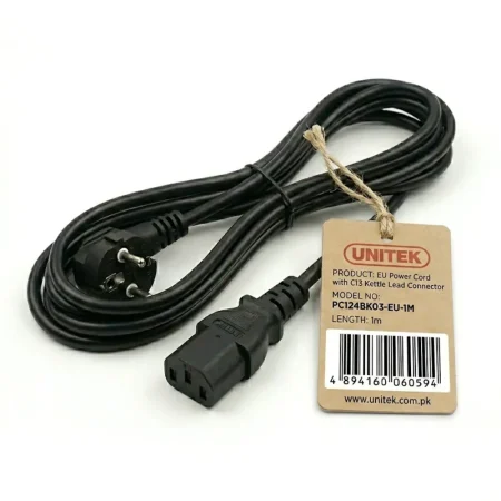 Unitek PC124BK03-EU-1M Desktop Power Cord EU 1M