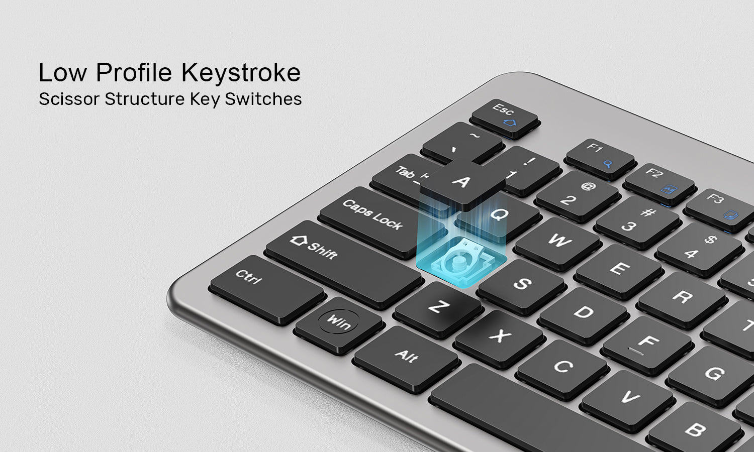 Unitek T052AGY01-US SlimTap Ultra-Light Wired Keyboard 104 Keys Space Gray