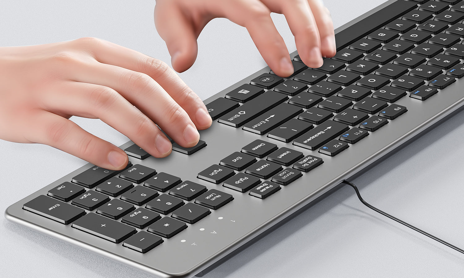 Unitek T052AGY01-US SlimTap Ultra-Light Wired Keyboard 104 Keys Space Gray
