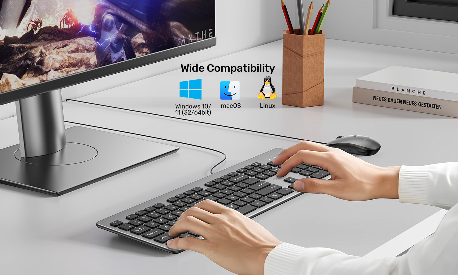 Unitek T052AGY01-US SlimTap Ultra-Light Wired Keyboard 104 Keys Space Gray