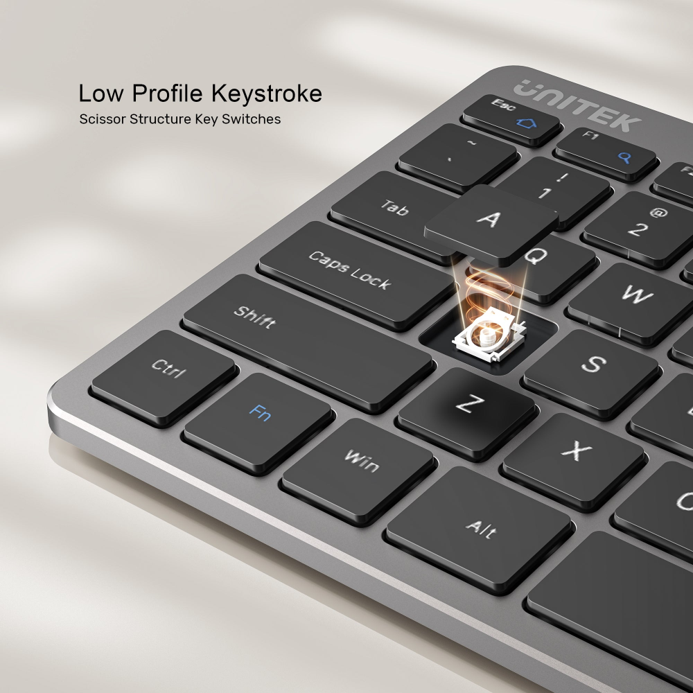UNITEK T053AGY01-US SLIMTAP ULTRA LIGHT WIRED KEYBOARD WITH 99 KAYS SPACE GREY05 - One Chip Computers Unitek T053AGY01-US SlimTap Ultra-Light Wired Keyboard 99 Keys Space Gray