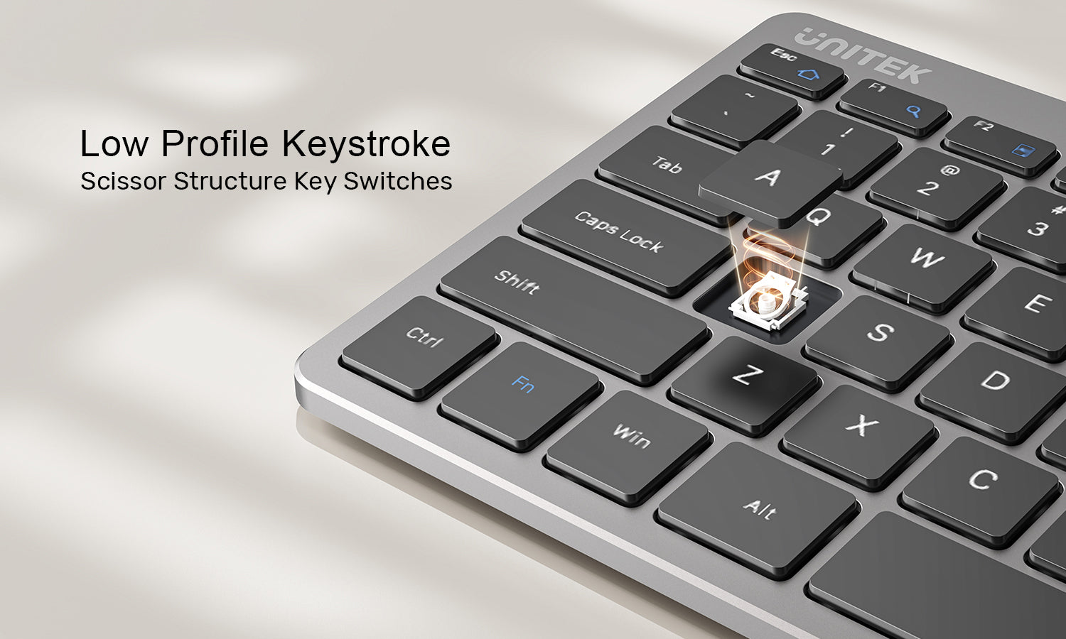 UNITEK T053AGY01-US SLIMTAP ULTRA LIGHT WIRED KEYBOARD WITH 99 KAYS SPACE GREY3 - One Chip Computers Unitek T053AGY01-US SlimTap Ultra-Light Wired Keyboard 99 Keys Space Gray