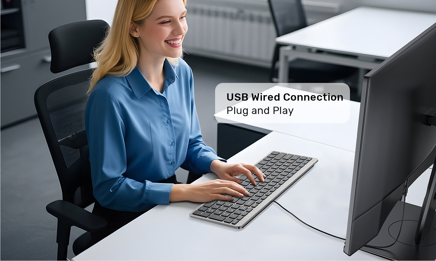 Unitek T053AGY01-US SlimTap Ultra-Light Wired Keyboard 99 Keys Space Gray