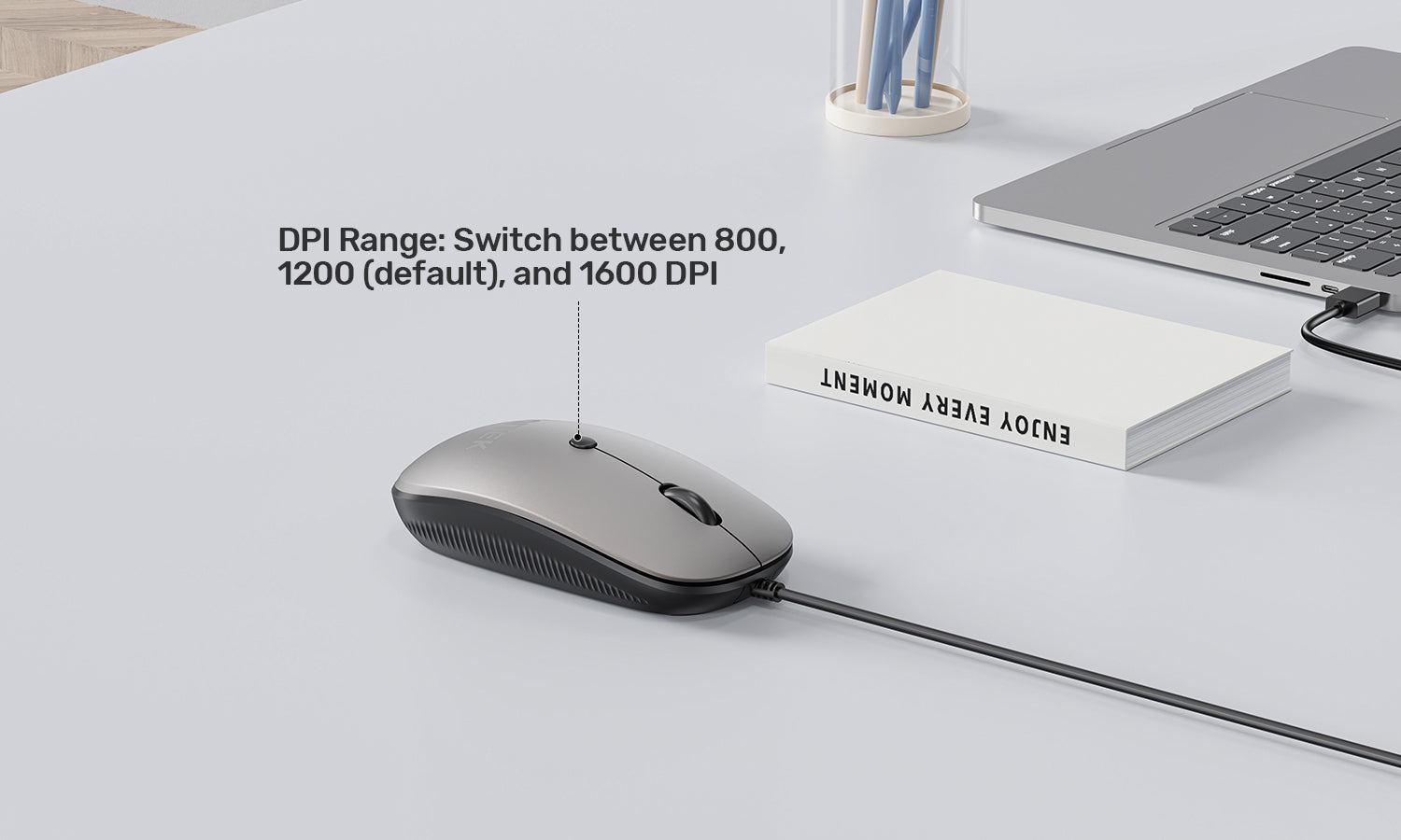 Unitek T060BGY01 SlimTrack Wired Optical Mouse Space Grey