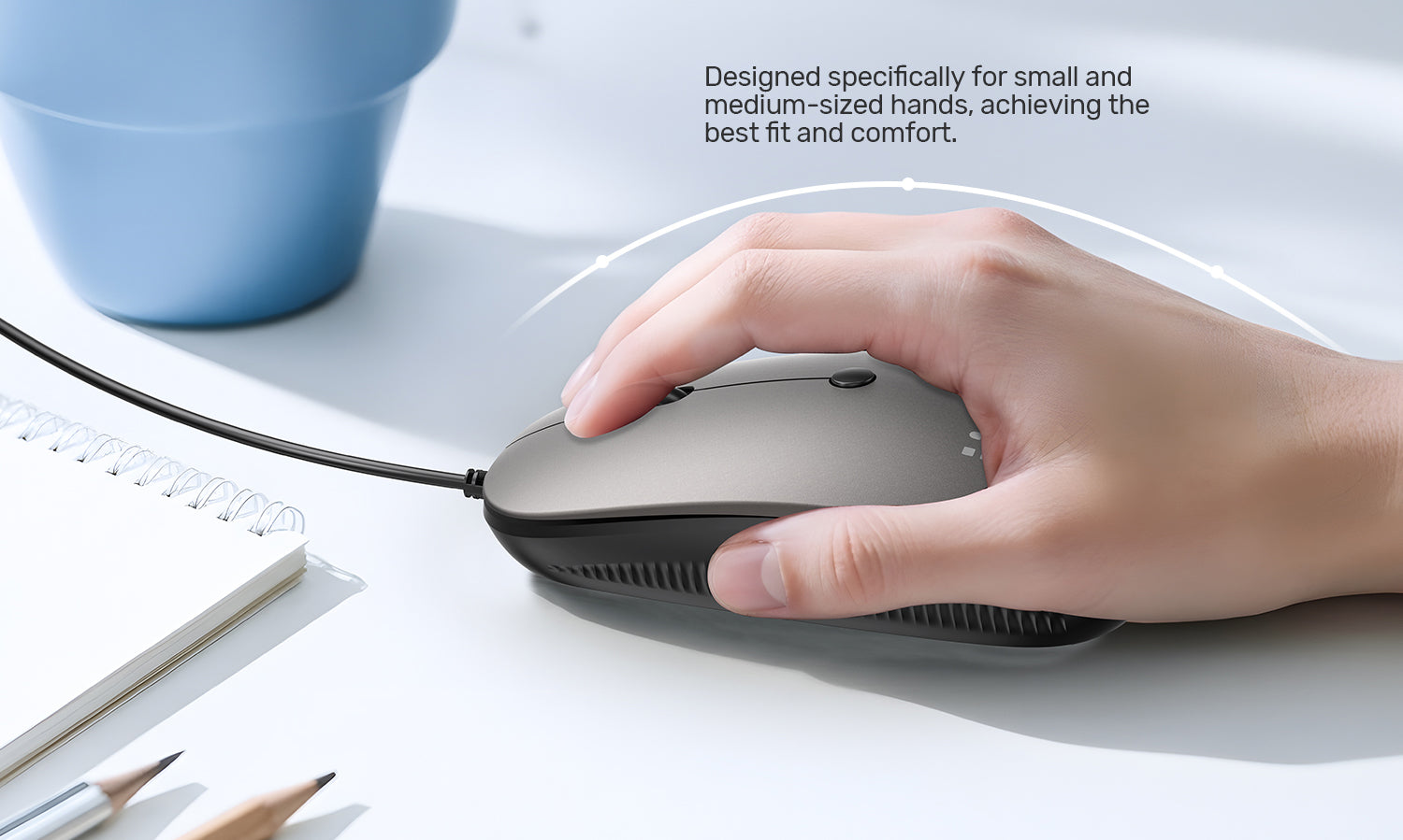 Unitek T060BGY01 SlimTrack Wired Optical Mouse Space Grey