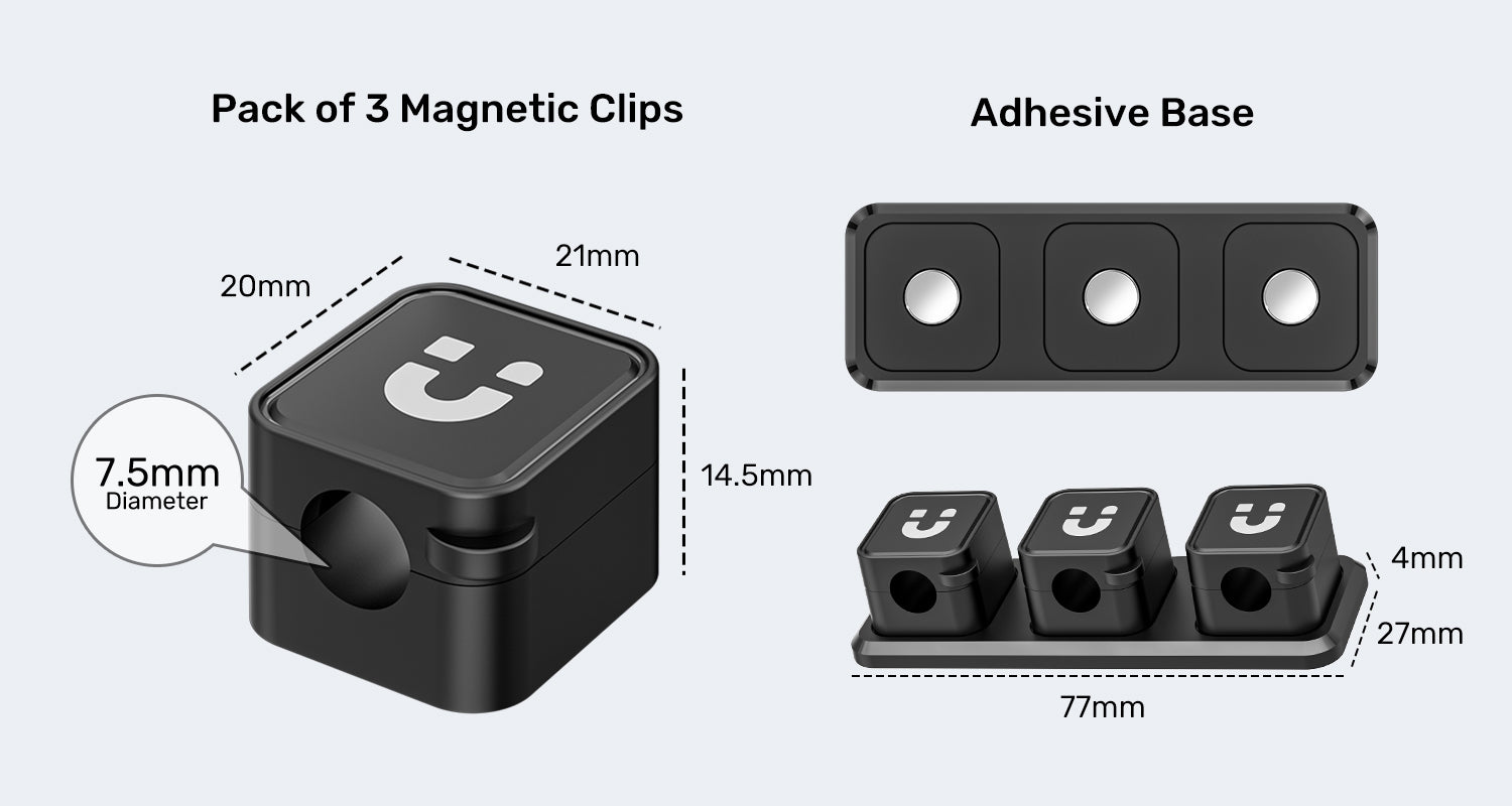 Unitek T1117ABK01 SnapHold Magnetic Cable Clip Holder with Base