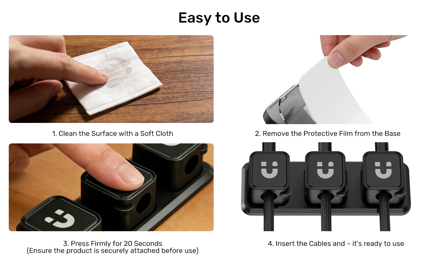 Unitek T1117ABK01 SnapHold Magnetic Cable Clip Holder with Base