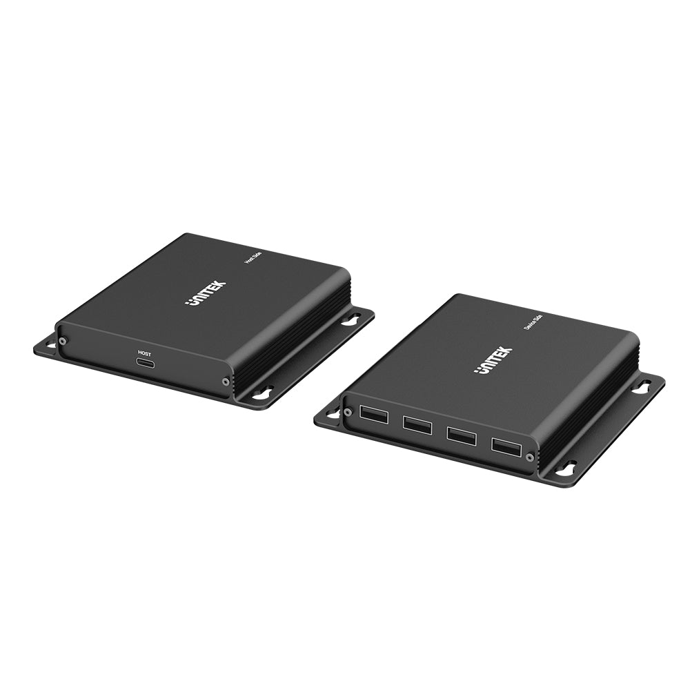 UNITEK U1222ABK01-EU USB-C TO 4-PORTS USB20 HUB EXTENDER01 - One Chip Computers Unitek U1222ABK01-EU USB-C to 4-Port USB Hub Extender Over Ethernet 150M