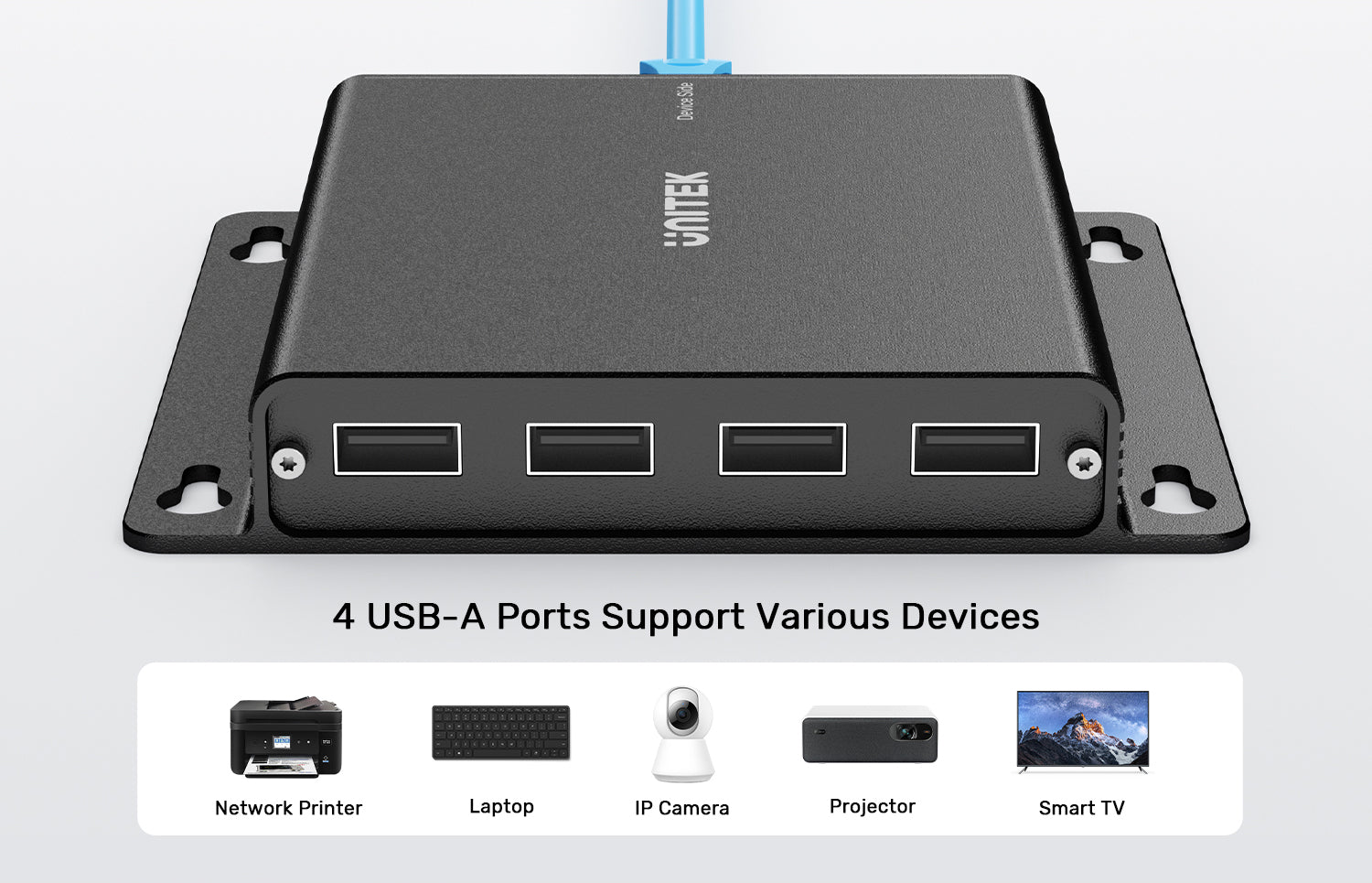 Unitek U1222ABK01-EU USB-C to 4-Port USB Hub Extender Over Ethernet 150M