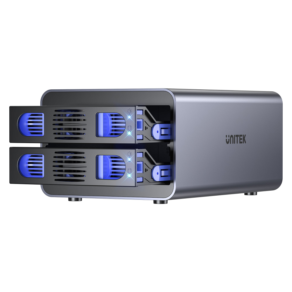 Unitek 2 Bay USB-C RAID External Hard Drive Enclosure02 - One Chip Computers Unitek S1308C01 USB-C 2-Bay 2.5"/3.5" SATA External Hard Drive Enclosure