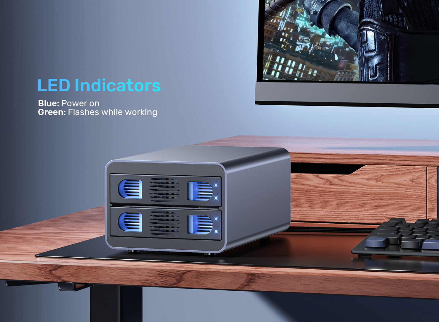 Unitek S1308C01 USB-C 2-Bay 2.5"/3.5" SATA External Hard Drive Enclosure