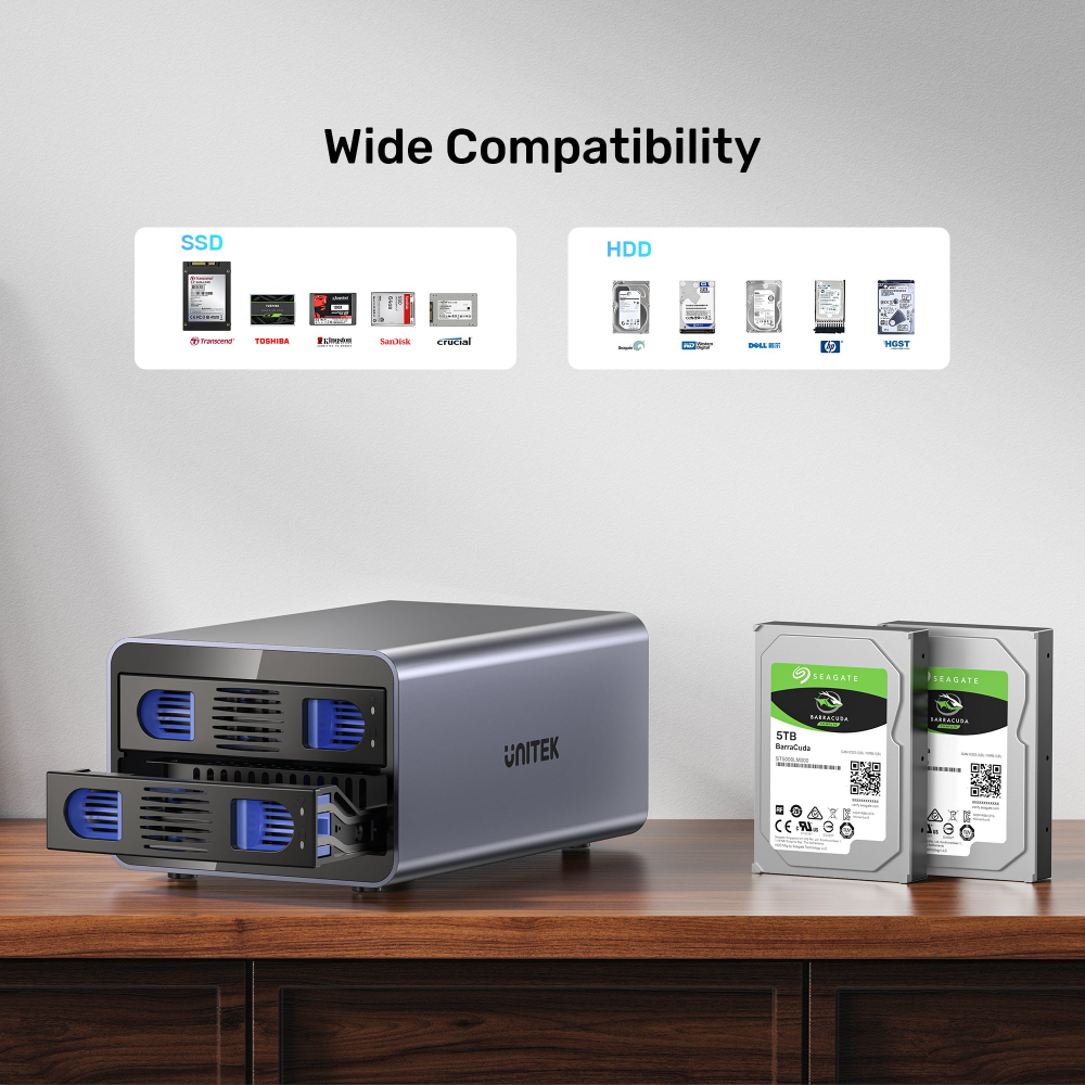 Unitek 2 Bay USB-C RAID External Hard Drive Enclosure09 - One Chip Computers Unitek S1308C01 USB-C 2-Bay 2.5"/3.5" SATA External Hard Drive Enclosure