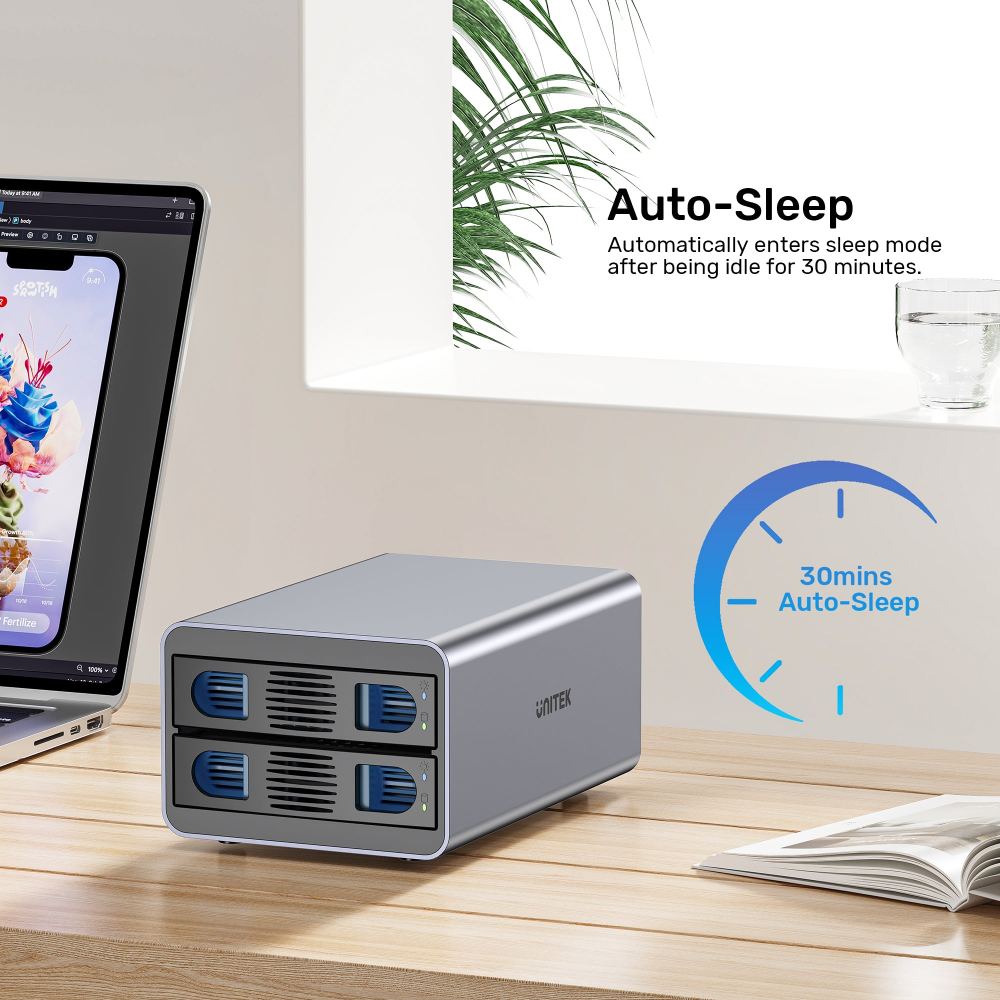 Unitek 2 Bay USB-C RAID External Hard Drive Enclosure11 - One Chip Computers Unitek S1308C01 USB-C 2-Bay 2.5"/3.5" SATA External Hard Drive Enclosure