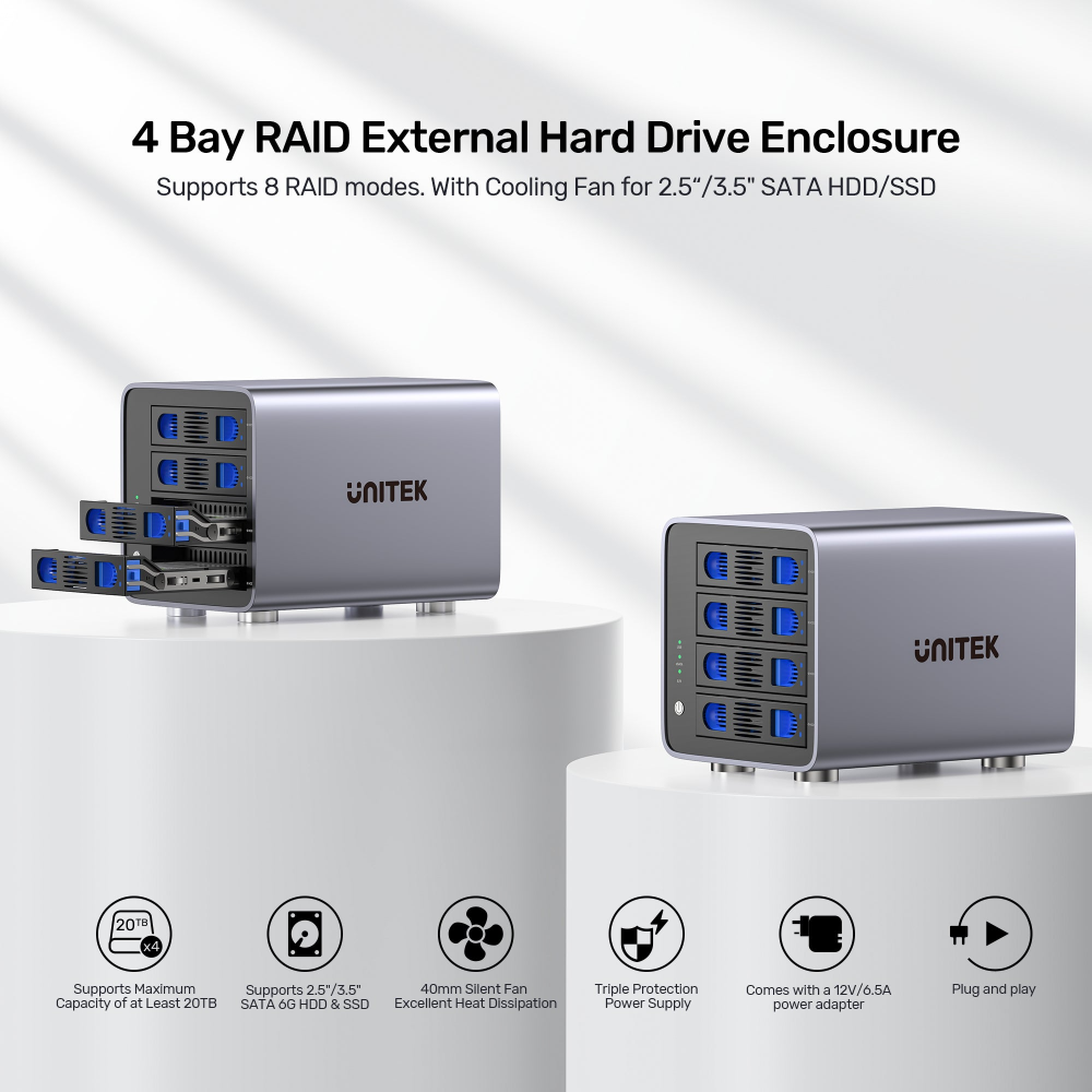 Unitek 4 Bay RAID External Hard Drive Enclosure03 - One Chip Computers Unitek S1301AGY01 4-Bay RAID 2.5"/3.5" SATA External Hard Drive Enclosure