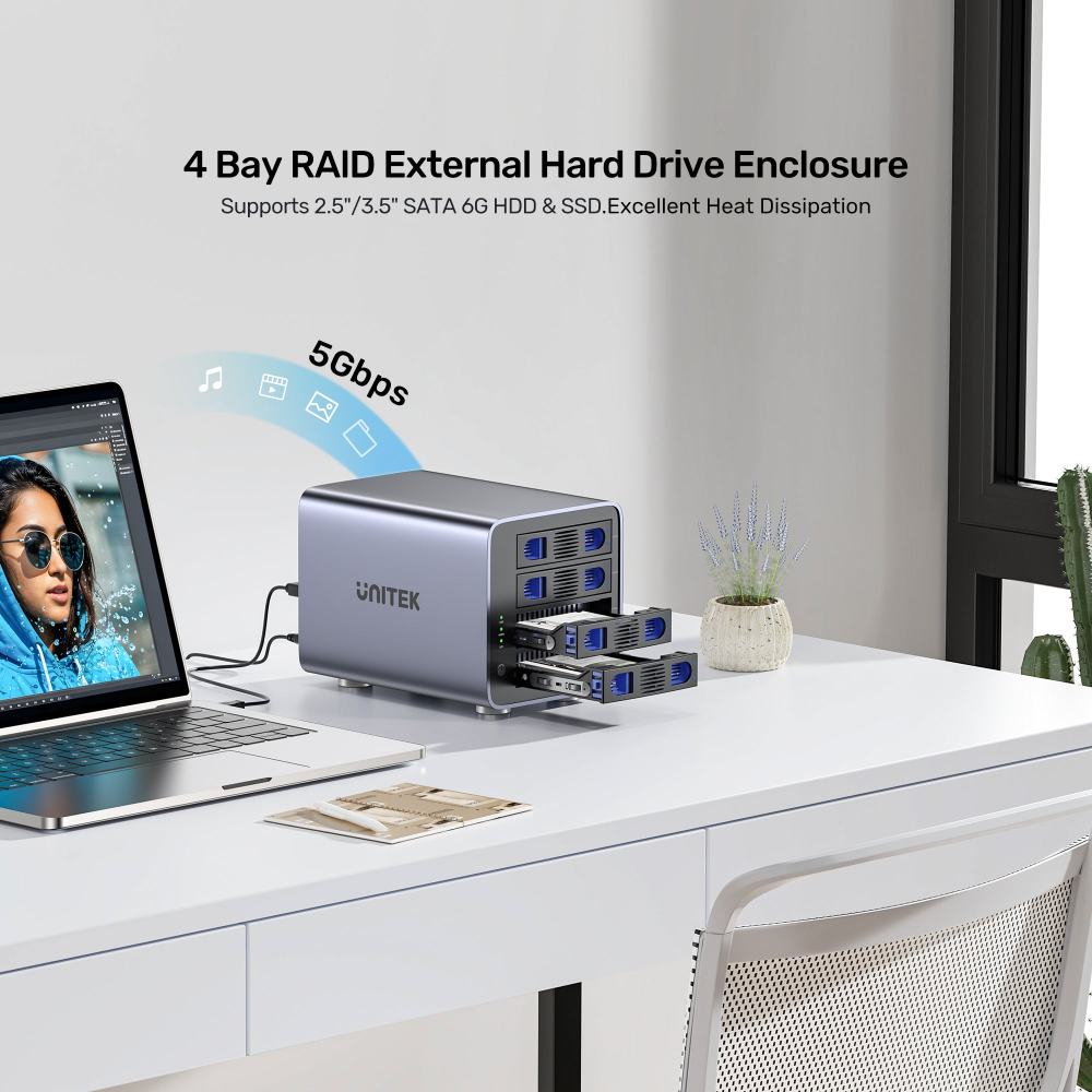 Unitek 4 Bay RAID External Hard Drive Enclosure13 - One Chip Computers Unitek S1301AGY01 4-Bay RAID 2.5"/3.5" SATA External Hard Drive Enclosure