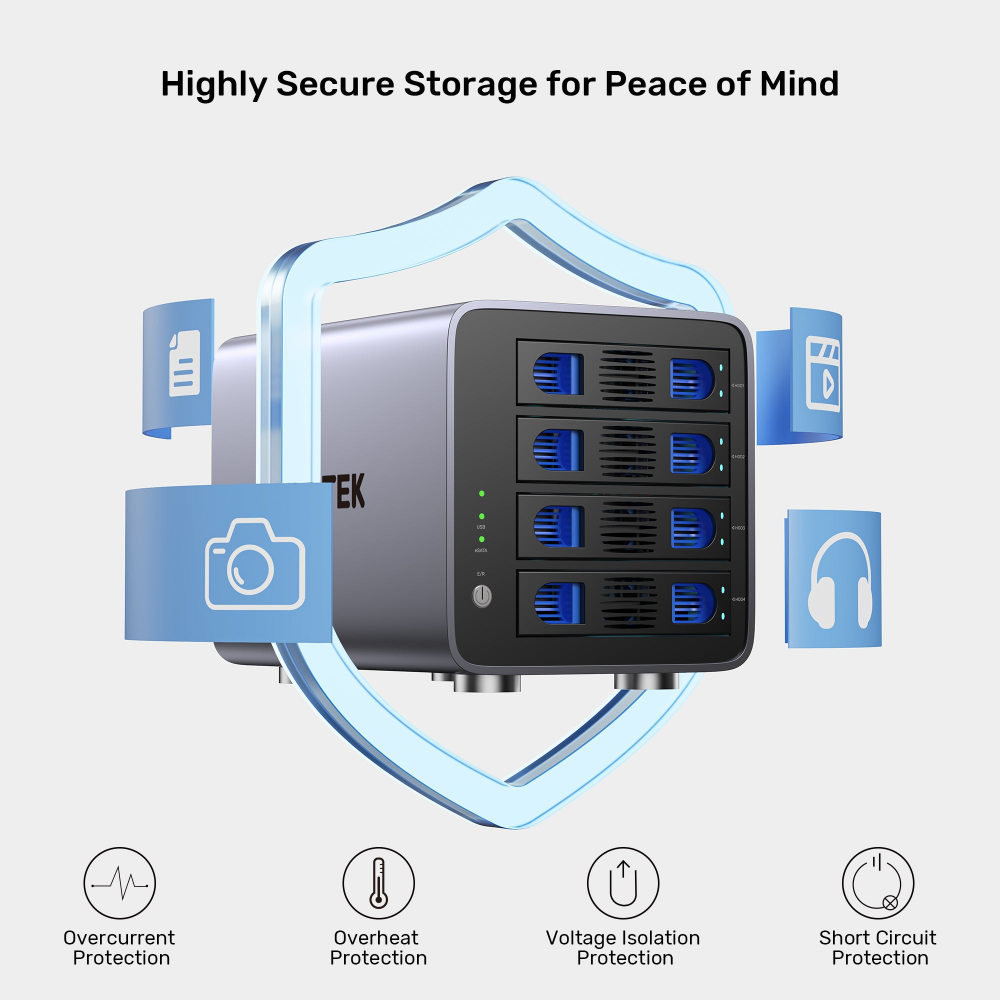 Unitek 4 Bay RAID External Hard Drive Enclosure17 - One Chip Computers Unitek S1301AGY01 4-Bay RAID 2.5"/3.5" SATA External Hard Drive Enclosure