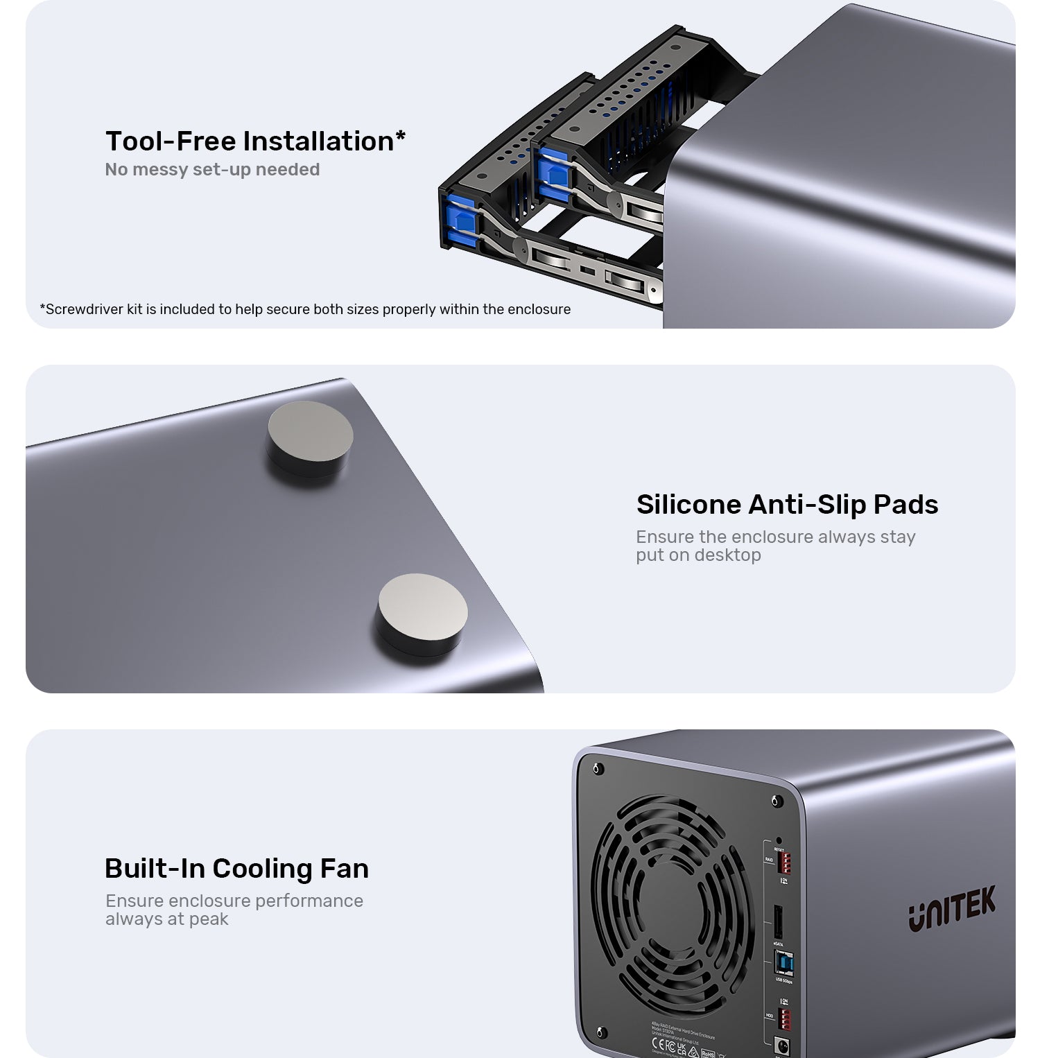 Unitek S1301AGY01 4-Bay RAID 2.5"/3.5" SATA External Hard Drive Enclosure