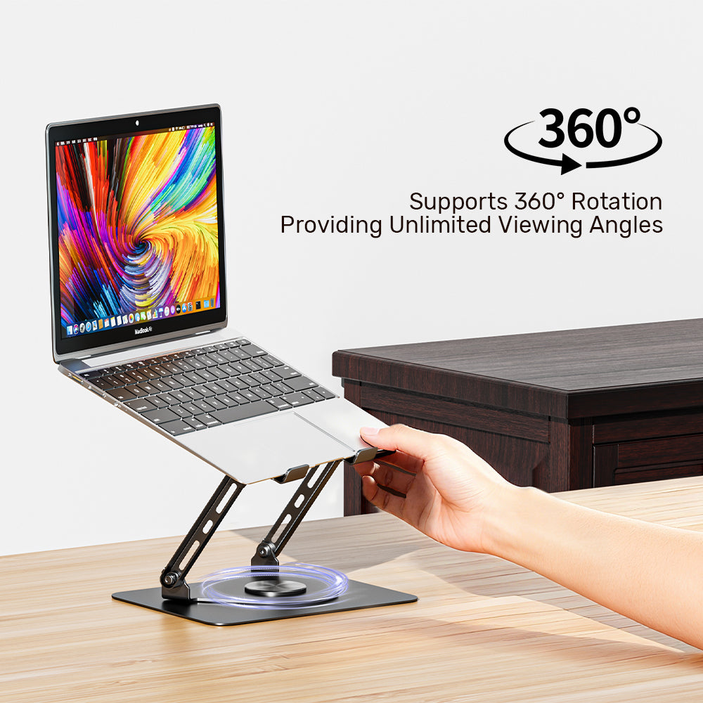 Unitek Adjustable Laptop Stand with Detachable Cooling Fan04 - One Chip Computers Unitek OT1098AGY01 Adjustable Laptop Stand with Detachable Cooling Fan 360° Rotating Base Carbon Steel