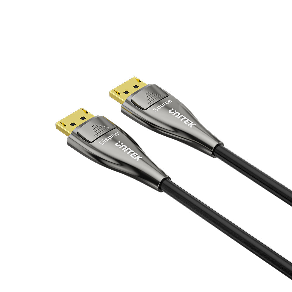 Unitek C1631ABK01-10M DisplayPort 21 M to M Fiber Optic Cable 8K 120Hz 54Gbps 10M02 - One Chip Computers Unitek C1631ABK01-10M DisplayPort 2.1 M to M Fiber Optic Cable 8K 120Hz 54Gbps 10M
