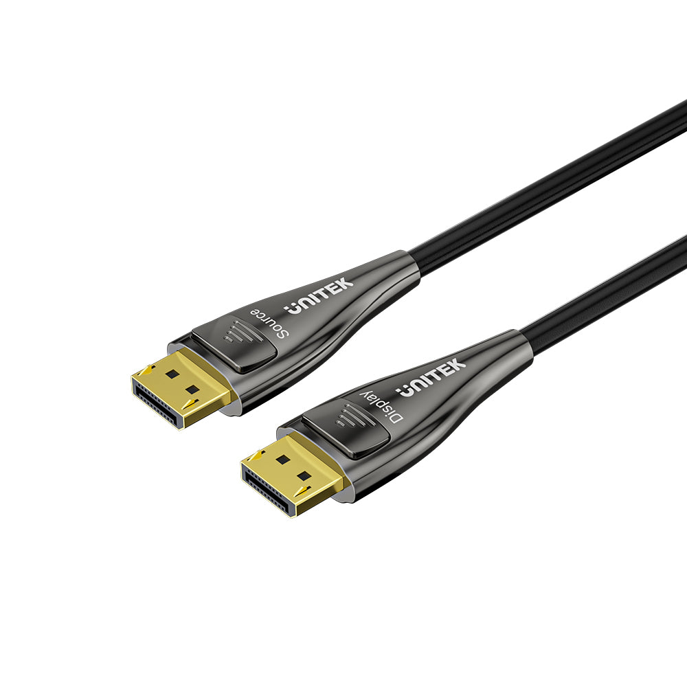 Unitek C1631ABK01-10M DisplayPort 21 M to M Fiber Optic Cable 8K 120Hz 54Gbps 10M11 - One Chip Computers Unitek C1631ABK01-10M DisplayPort 2.1 M to M Fiber Optic Cable 8K 120Hz 54Gbps 10M
