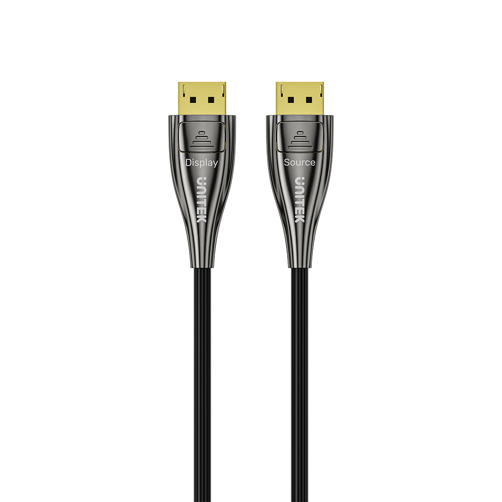 Unitek C1631ABK01-10M DisplayPort 21 M to M Fiber Optic Cable 8K 120Hz 54Gbps 10M12 - One Chip Computers Unitek C1631ABK01-10M DisplayPort 2.1 M to M Fiber Optic Cable 8K 120Hz 54Gbps 10M
