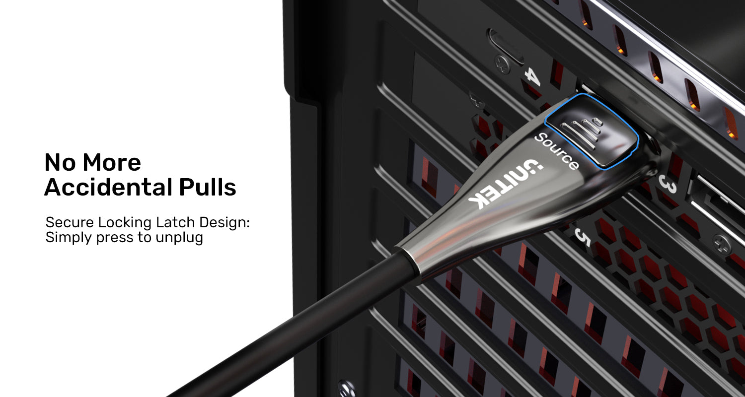 Unitek C1631ABK01-10M DisplayPort 21 M to M Fiber Optic Cable 8K 120Hz 54Gbps 10M3 - One Chip Computers Unitek C1631ABK01-10M DisplayPort 2.1 M to M Fiber Optic Cable 8K 120Hz 54Gbps 10M
