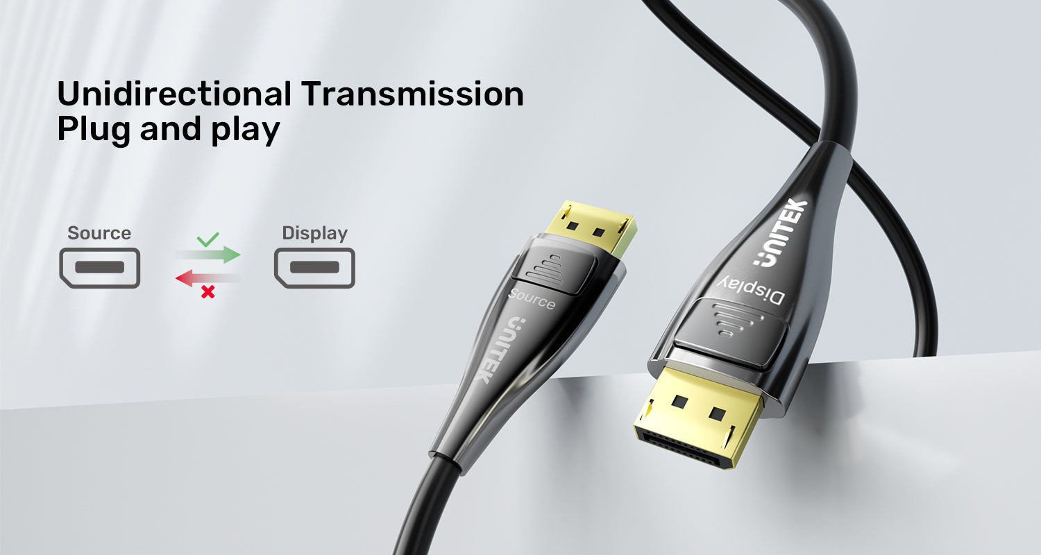 Unitek C1631ABK01-10M DisplayPort 2.1 M to M Fiber Optic Cable 8K 120Hz 54Gbps 10M