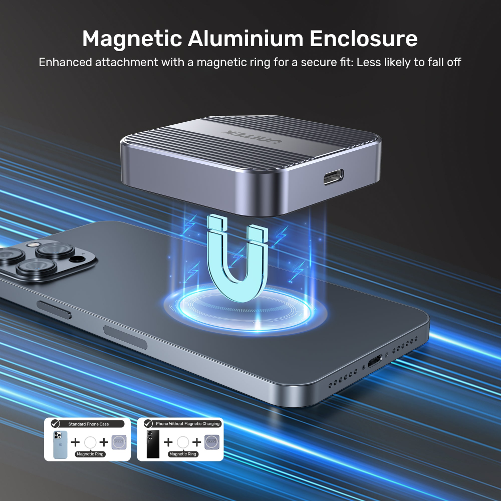 Unitek Magnetic M2 2230 NVMe SSD Enclosure05 - One Chip Computers Unitek S1244AGY01 Magnetic M.2 2230 NVMe SSD Enclosure 100W PD Metal