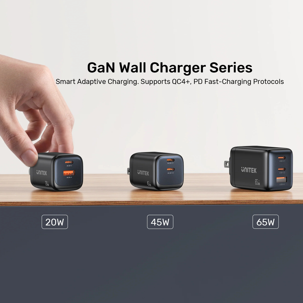Unitek P1130ABK01 65W GaN Wall Charger 3-port fast charger 18 - One Chip Computers Unitek P1130ABK01 65W GaN Wall Charger