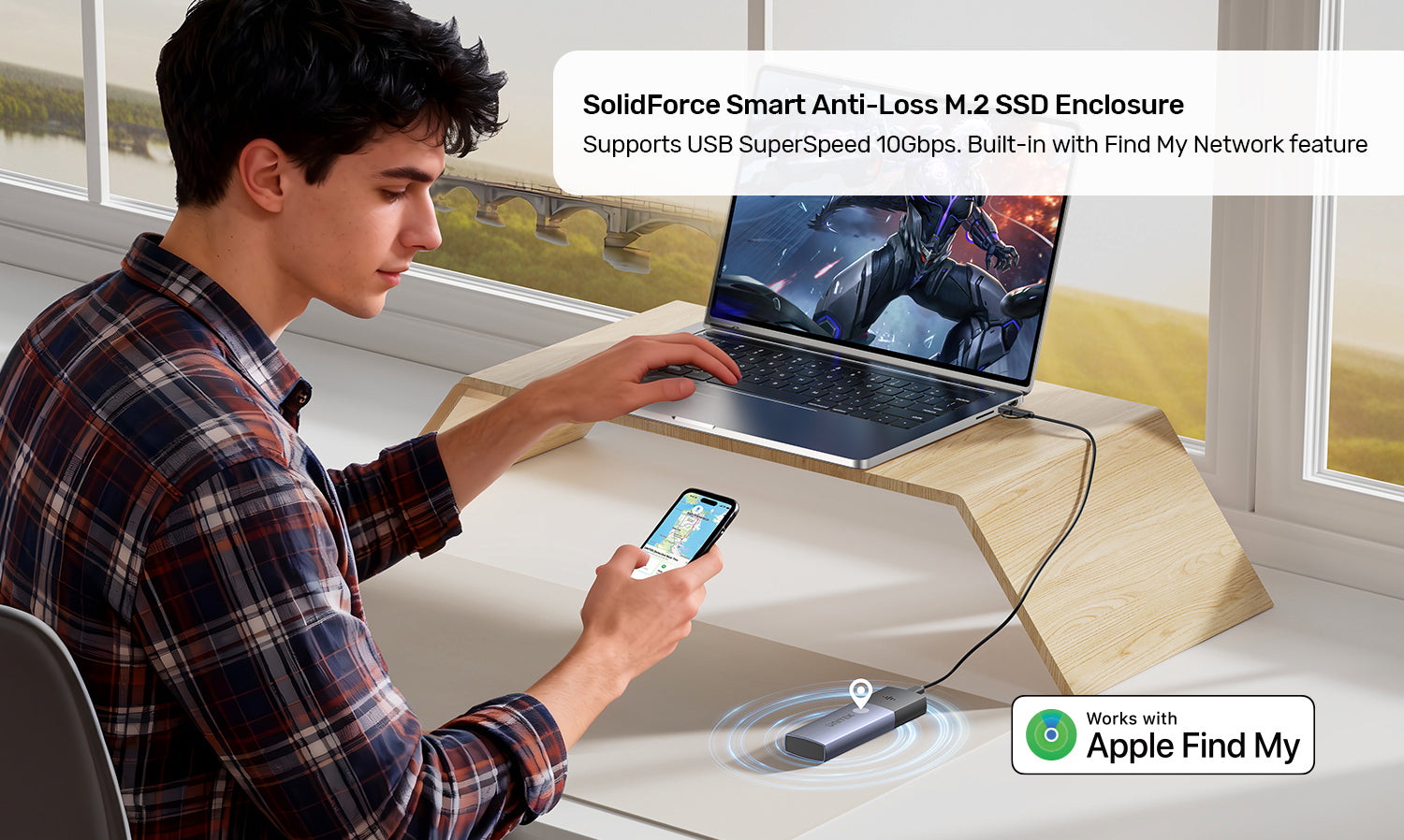 Unitek S1251AGY01 SolidForce Smart Anti-Loss M.2 PCIe/NVMe SSD Enclosure