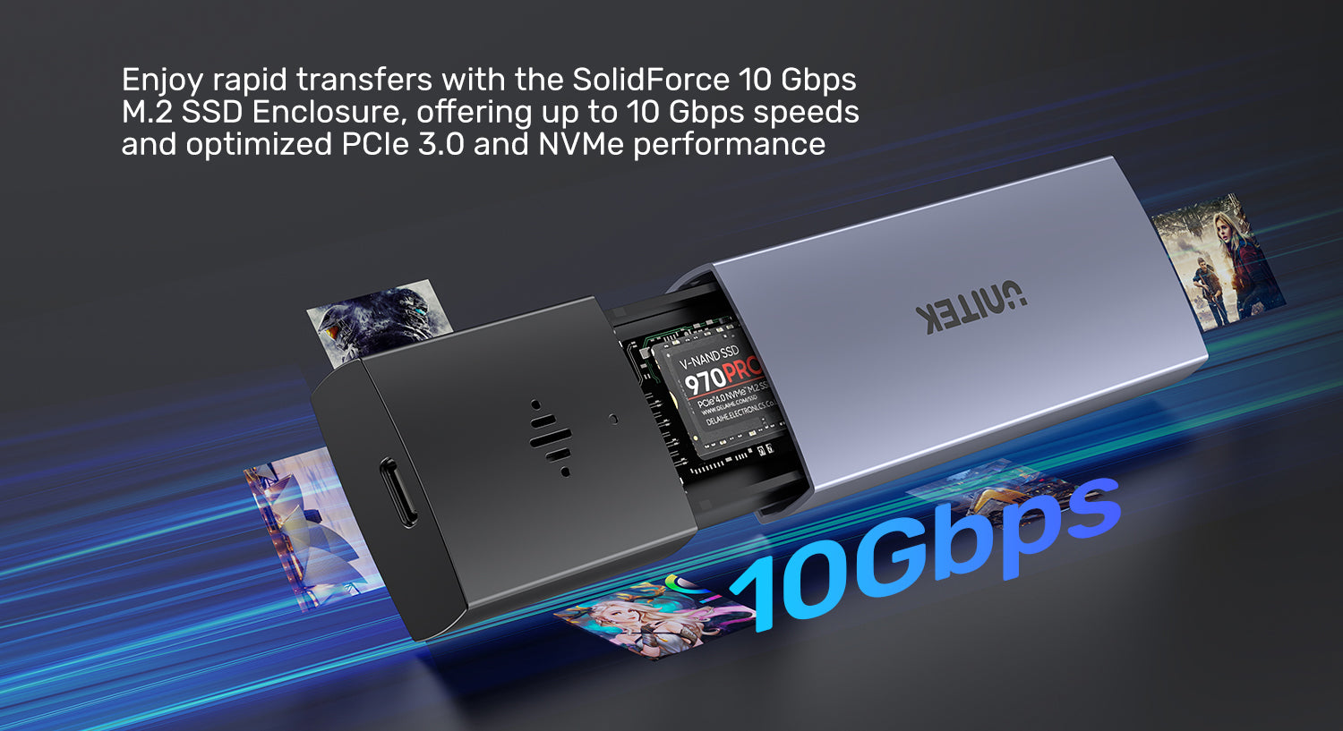 Unitek S1251AGY01 SolidForce Smart Anti-Loss M.2 PCIe/NVMe SSD Enclosure