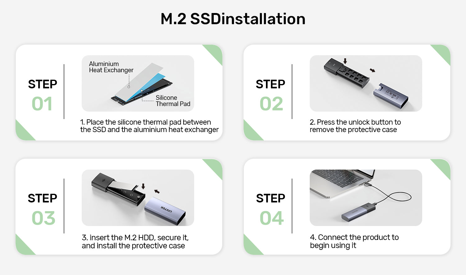 Unitek S1251AGY01 SolidForce Smart Anti-Loss M.2 PCIe/NVMe SSD Enclosure