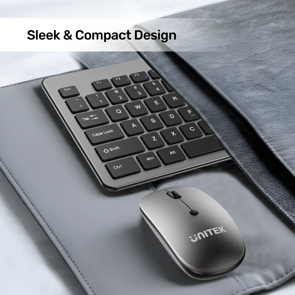 Unitek T054AGY01-US SlimDuo 24GHz Wireless Keyboard Mouse Combo Space Gray07 - One Chip Computers Unitek T054AGY01-US SlimDuo 2.4GHz Wireless Keyboard & Mouse Combo Space Gray