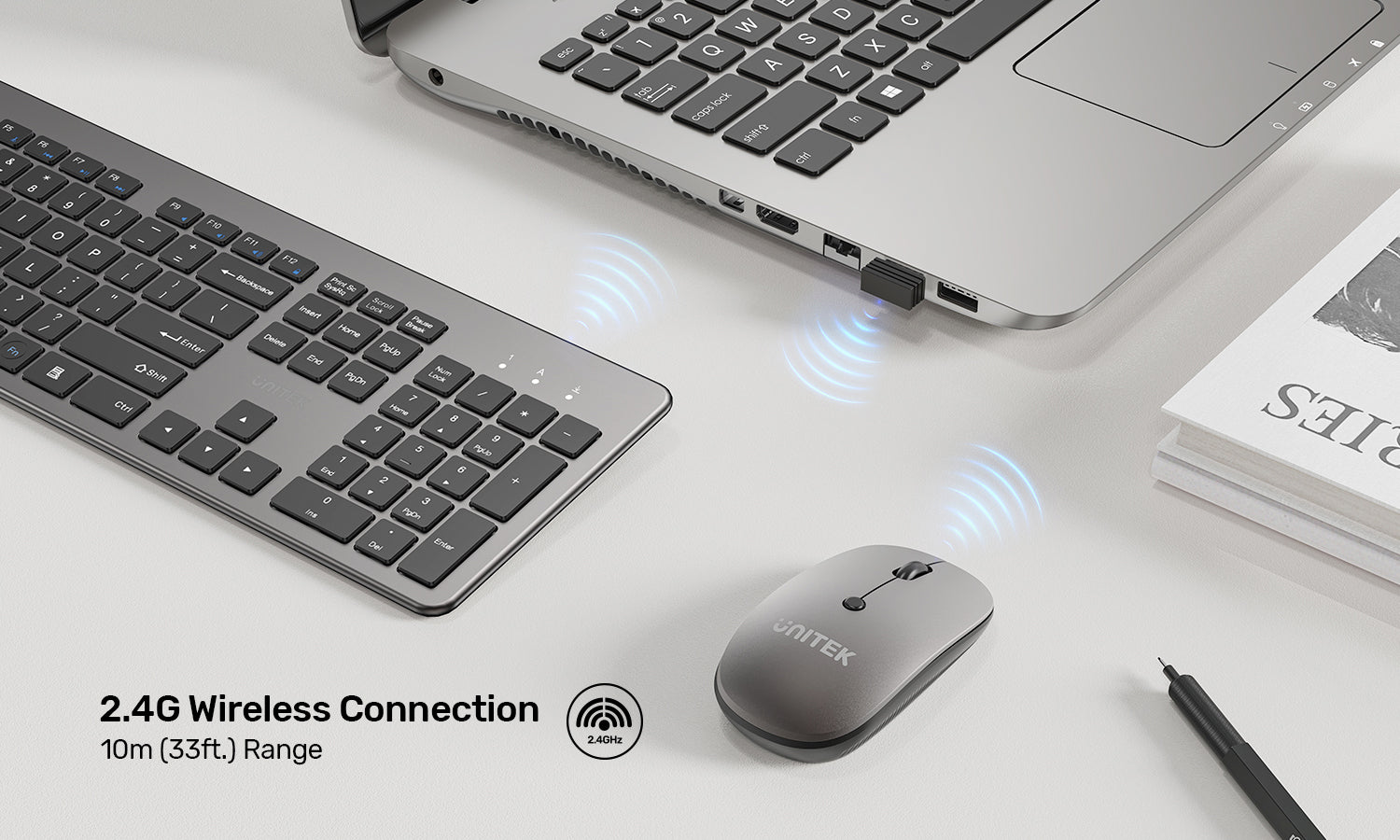 Unitek T054AGY01-US SlimDuo 2.4GHz Wireless Keyboard & Mouse Combo Space Gray