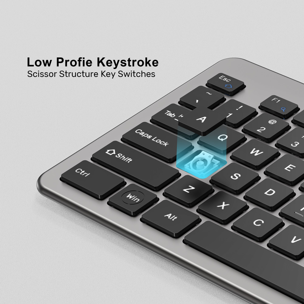 Unitek T054AGY01-US SlimDuo 24GHz Wireless Keyboard Mouse Combo Space Gray11 - One Chip Computers Unitek T054AGY01-US SlimDuo 2.4GHz Wireless Keyboard & Mouse Combo Space Gray